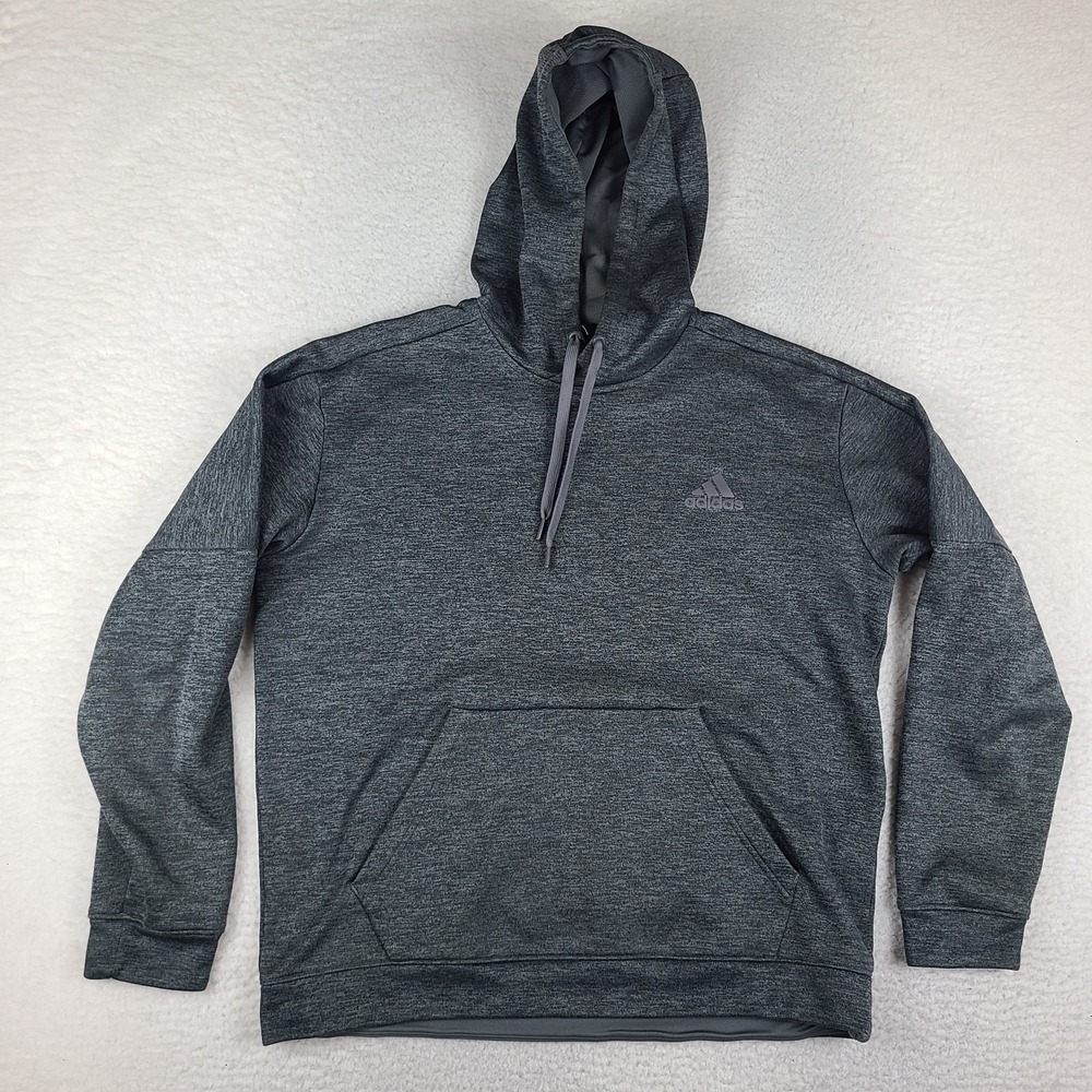 Adidas Hoodie Mens Large Dark Gray Pocket Fleece Activewear